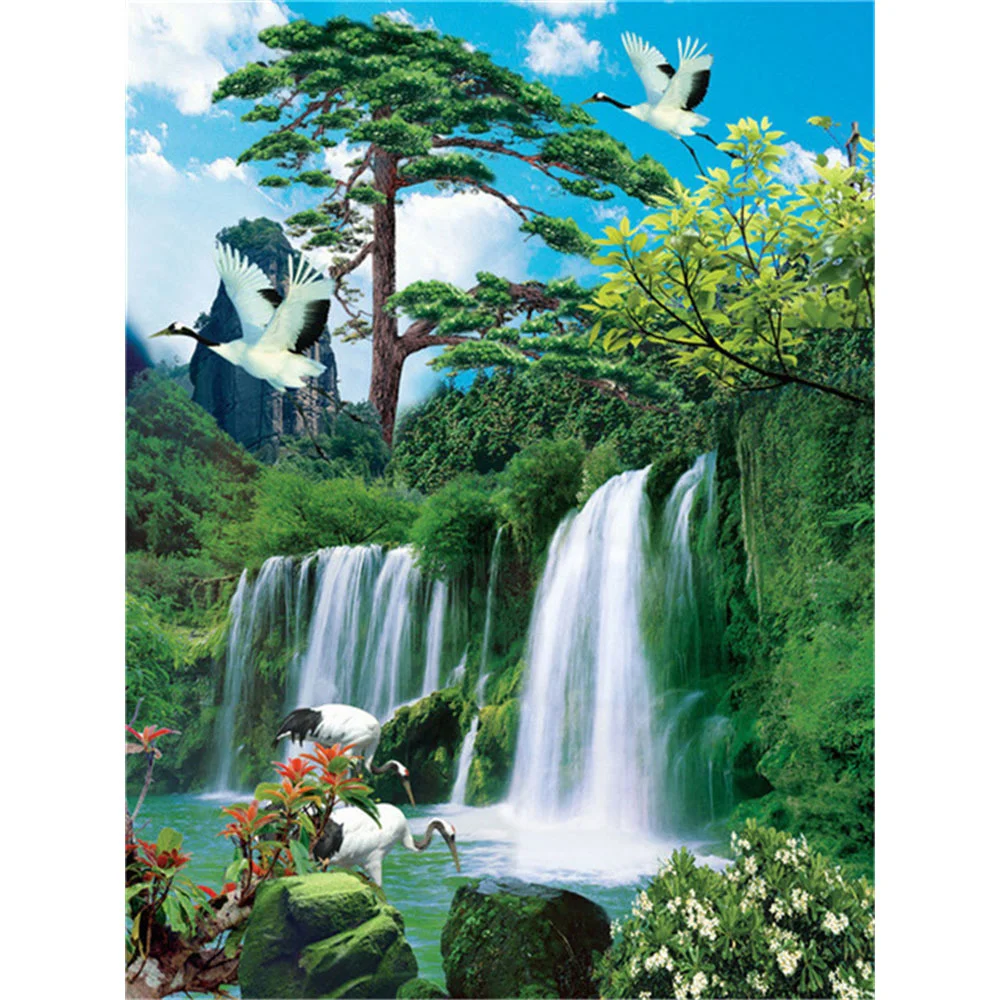 Landschaft Wasserfall Gedruckt Wasser-Löslich Leinwand 11CT Kreuz Stich Set Stickerei Handwerk Hand Malerei Handarbeit Paket – Detail 7