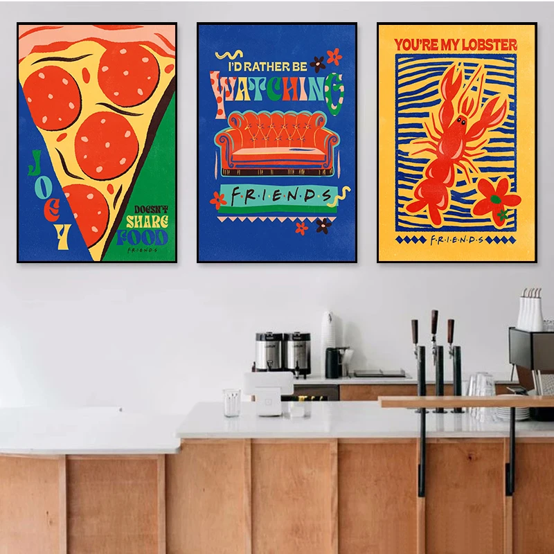 Vintage Friends TV Show Wall Art - Central Perk Cafe Couch Canvas Poster Print, Unframed