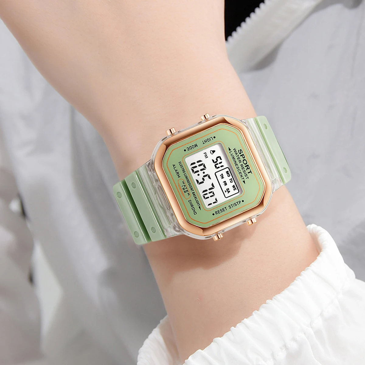 2PCS Student Sports Watch Simple and Fashionable Block Couple Watch High end Versatile Electronic Watch Clock Festival Gift 5