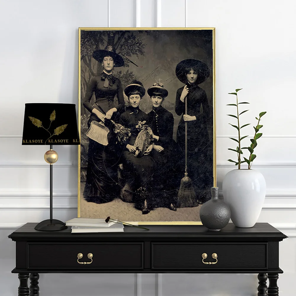 

Spooky Witch Photo Art Print Vintage Poster Halloween Wall Picture Gothic Wicca Canvas Painting Home Decor