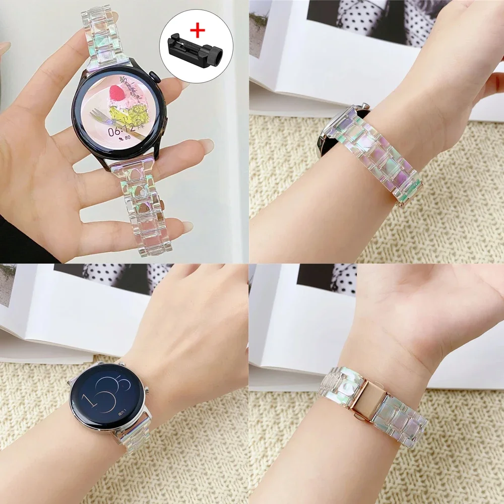 

20mm 22mm Transparent Band For Samsung Galaxy Watch 5 4 4 Classic 40/44/42/46mm Slim Dazzling Laser Strap Watch Active 2