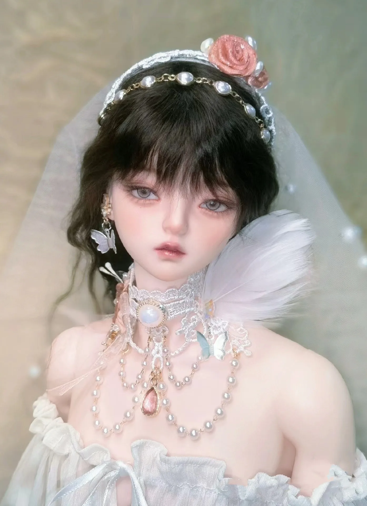 BJD Doll Lace Necklace, Corolla, Beaded Crown, Butterfly Earrings Set Accessories AliExpress