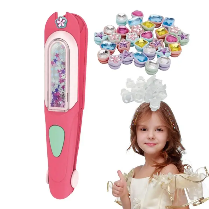 Hair Gem Stamper Kit Bling Styling Rhinestone Jewels Tool Hair Styling Toys with Reusable Rhinestones for Kids Children Girls