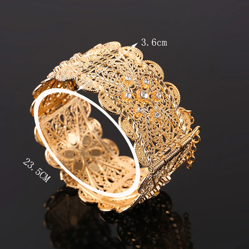 Algeria Wedding Bridal Gold Plated Bangles Women Open Cuff