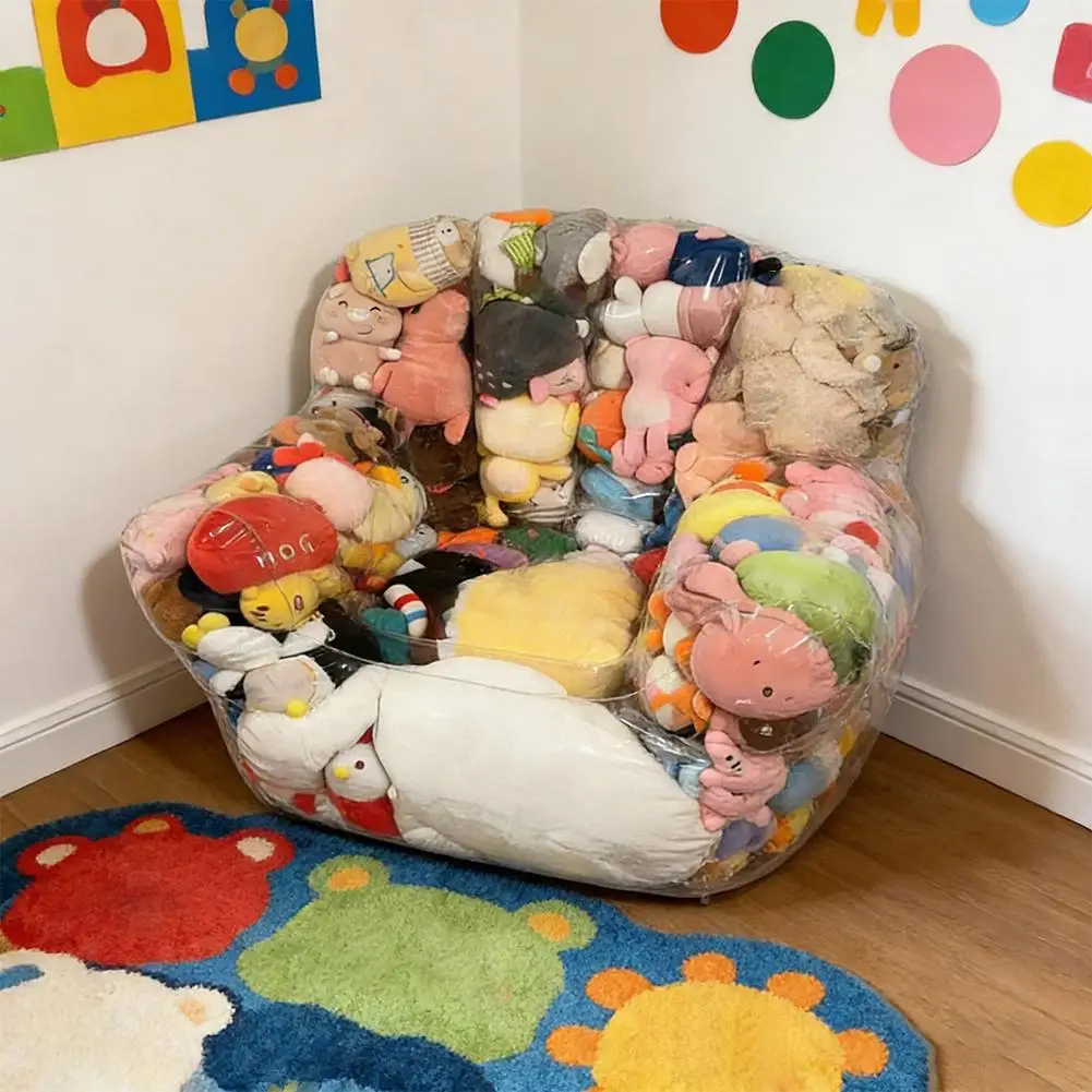 2026 Trending Stuffed Animal Storage Chair - Oversized Clear Bean Bag, Waterproof Stuffed Animal Chair For Playroom/Bedroom - 3