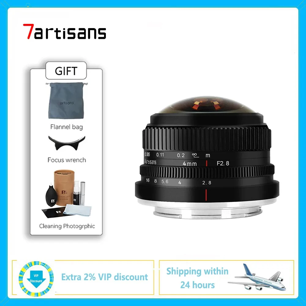 7 Artigiani 7 Artigiani 4Mm F2.8 225 ° Circolare Fisheye Mf Aps-C Prime Lens Per Sony E Fujiffx Micro 4/3 Canon Eos-M Mount Camera