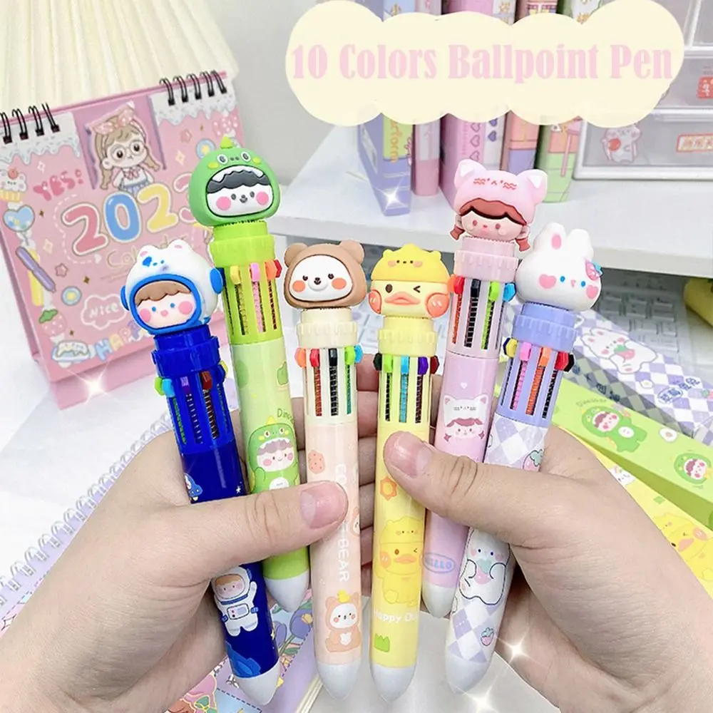 School Office Supplies Multifunctional Writing Drawing Pen Multicolored Pens Painting Ballpoint Pen 10 Color Ballpoint Pen