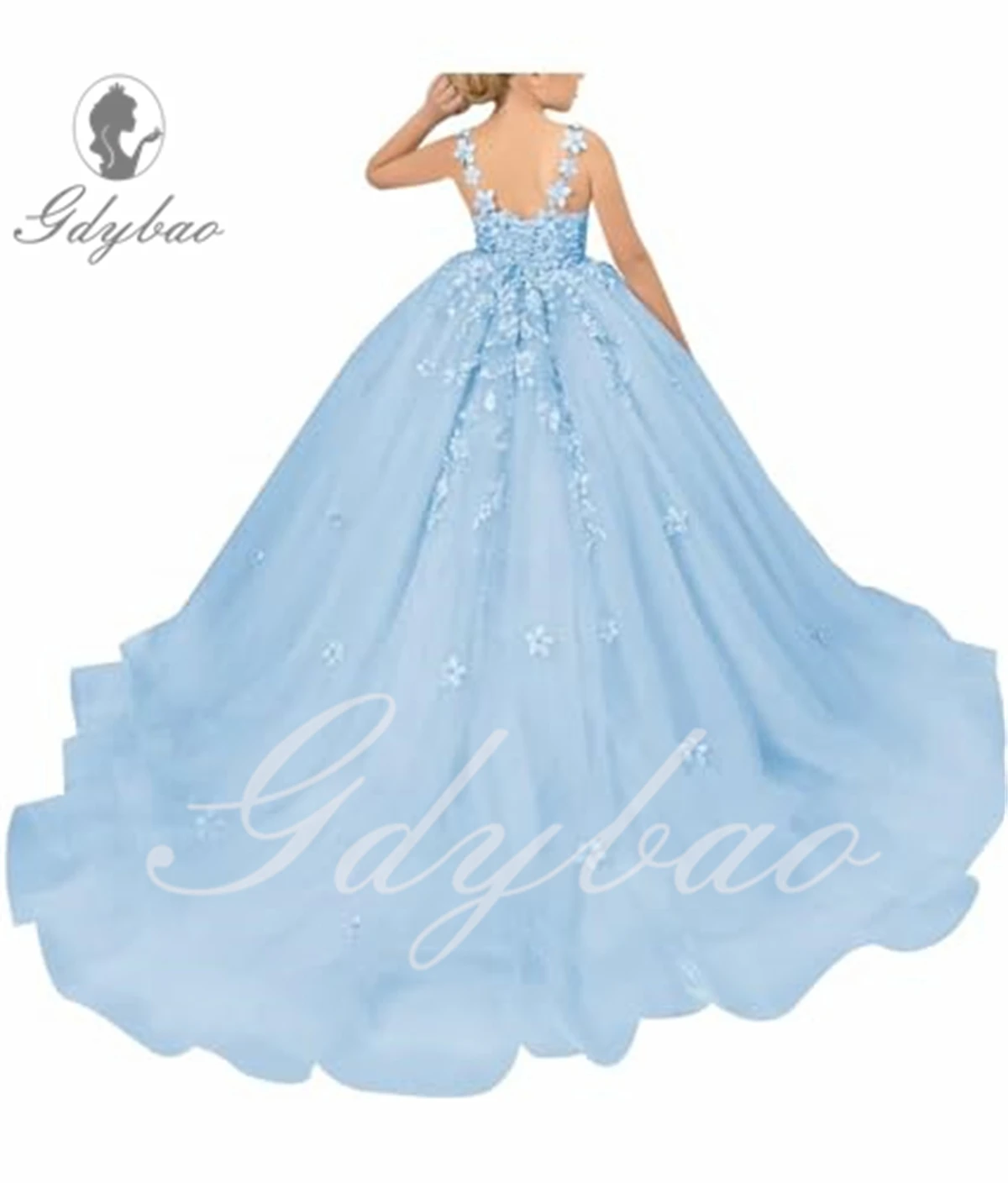 green emerald velvet dress Little Girls Long Juniors Bridesmaid Dress Wedding Flower Girls Formal Party Pageant Dresses Chiffon Sleeveless Maxi Dress, Baby Blue / 14 main image 1