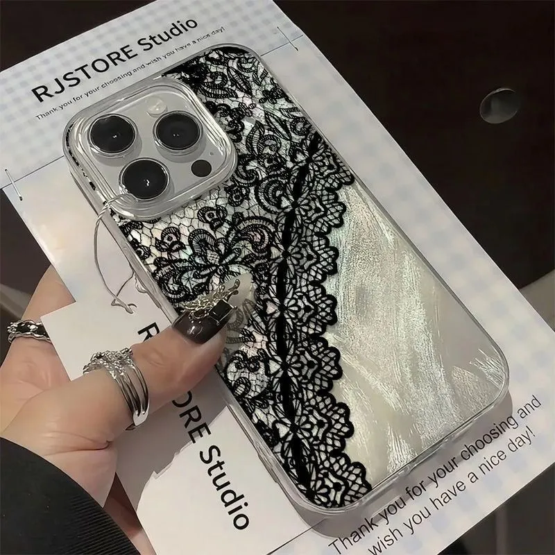 Korean Ins Style Simple Lace Feather Texture Phone Case
