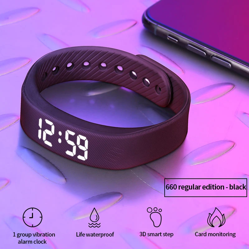 Smart Waterproof Fitness Tracker Wristband with LED Sports Activity and Sleep Monitoring