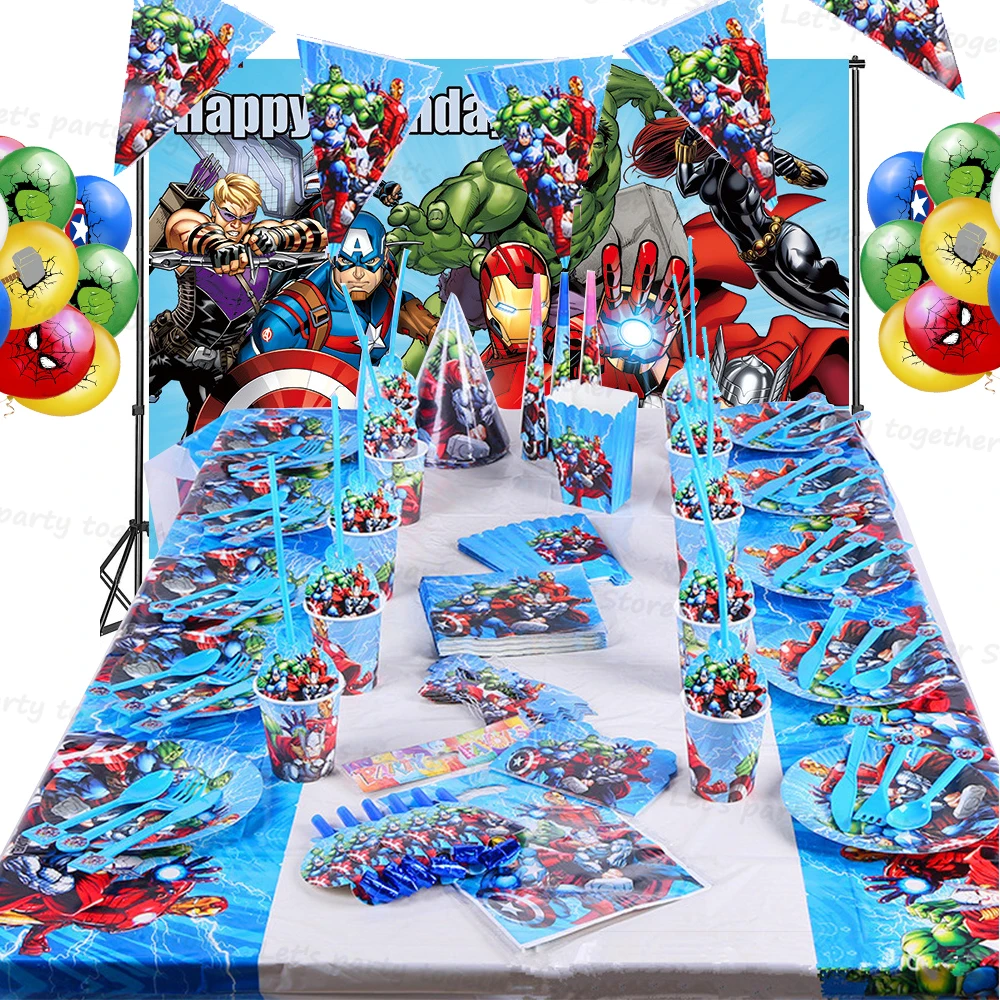 

Superheroed Multiplayer Party Supplies Boys Favors Children's Birthday Decoration Party Paper Tableware Plate Cup Festivel Gifts