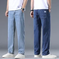 Lyocell Business Jeans Men's Spring Thin Casual Straight Fashion Loose Brand Pants Comfortable Male Denim Trousers