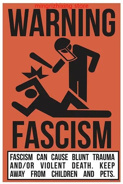 

Vintage Decor Metal Tin Sign Warning No Fascism Decor Bar Pub Home Vintage Retro Room Decoration Men Metal Plate Posters