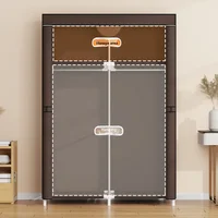 Rangement anti-poussière Chambre à coucher domestique Armoire simple Armoire en tissu entièrement fermée Armoire de maison de location 2