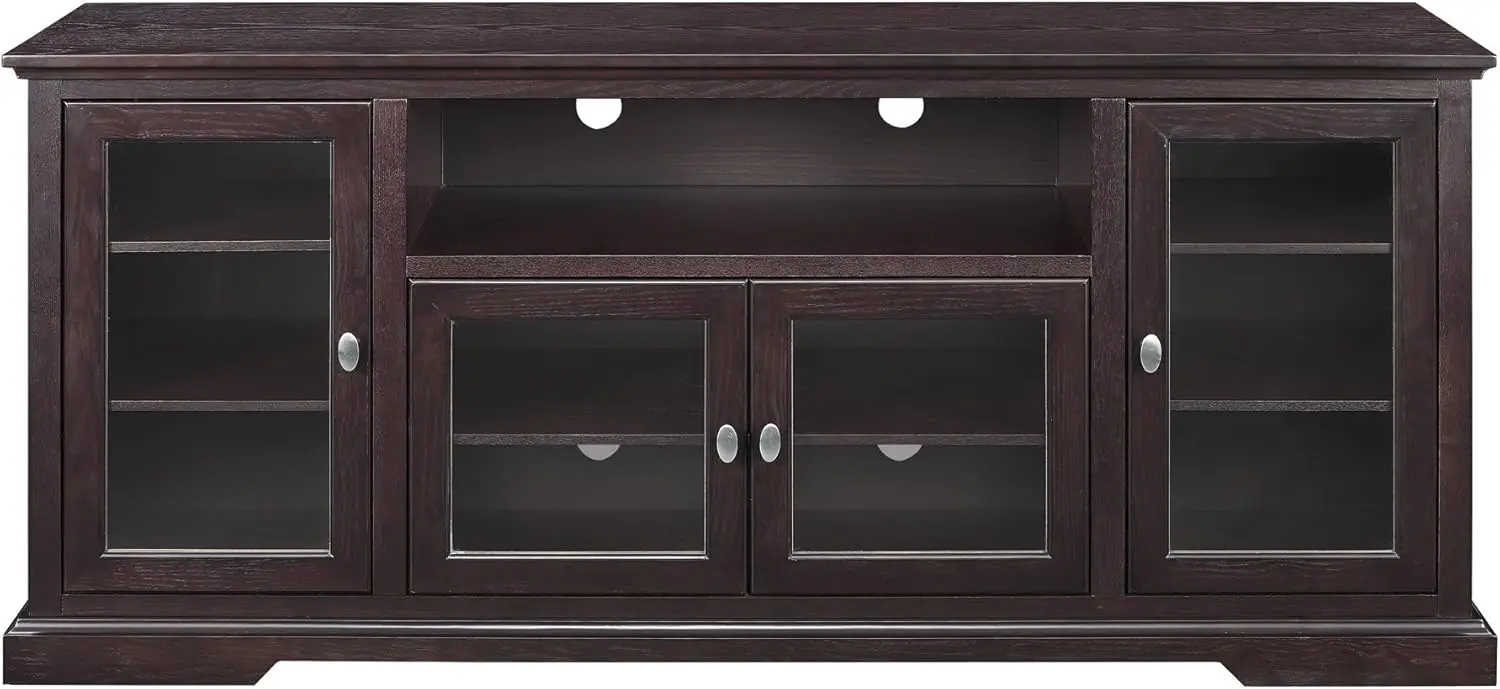 Brahm Classic Glass Door Storage TV Console for TVs up to 80 Inches, 70 Inch, Espresso Brown 6