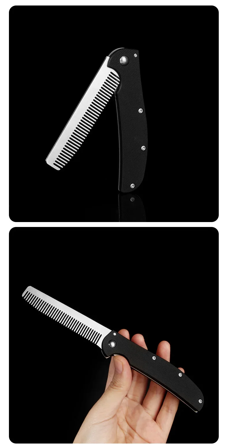 Metal Folding Beard Comb Dual-Purpose Hair & Mustache Styling Tool, Compact Travel Grooming Kit Barber-Grade Home Essentials