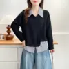 XXXXL Fashion Plus Size Women's Sweatshirt Autumn New Casual Irregular Striped Hoodies 2540