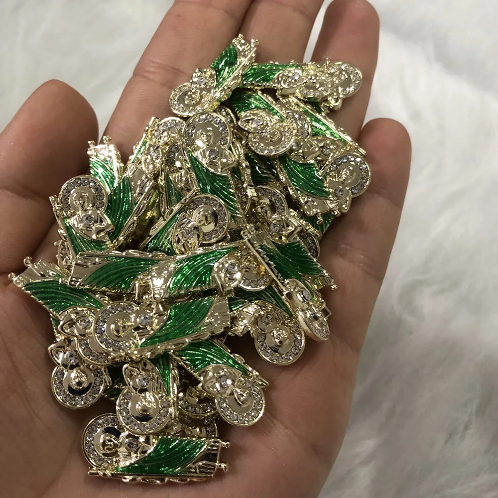 

3D Green San Judas & Virgin Mary Design Metal Nail Charms 25mm Gold/Silver Alloy Nail Art Decoration Luxury Retro Nail Supplies