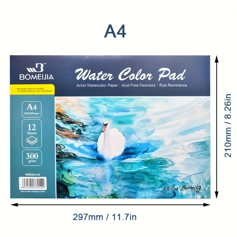 BOMEIJI Watercolor Paper Pad – 300gsm, 100% Cotton Artist Grade Cold Pressed Pap