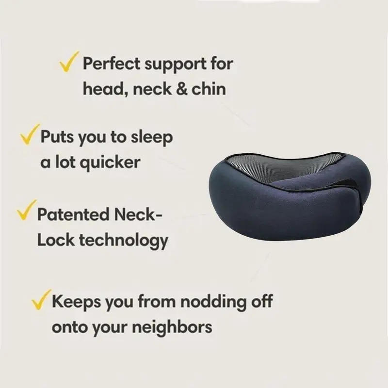 Travel Neck Pillow Memory Foam U-shaped Pillow Snail Style Travel Neck Support Portable Adjustable Soft Noon Break Sleep Pillows