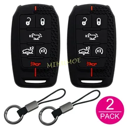 Silicone Car Key Fob Case Cover with Keychain - 6 - Button Design (2x Key Case Keychain)