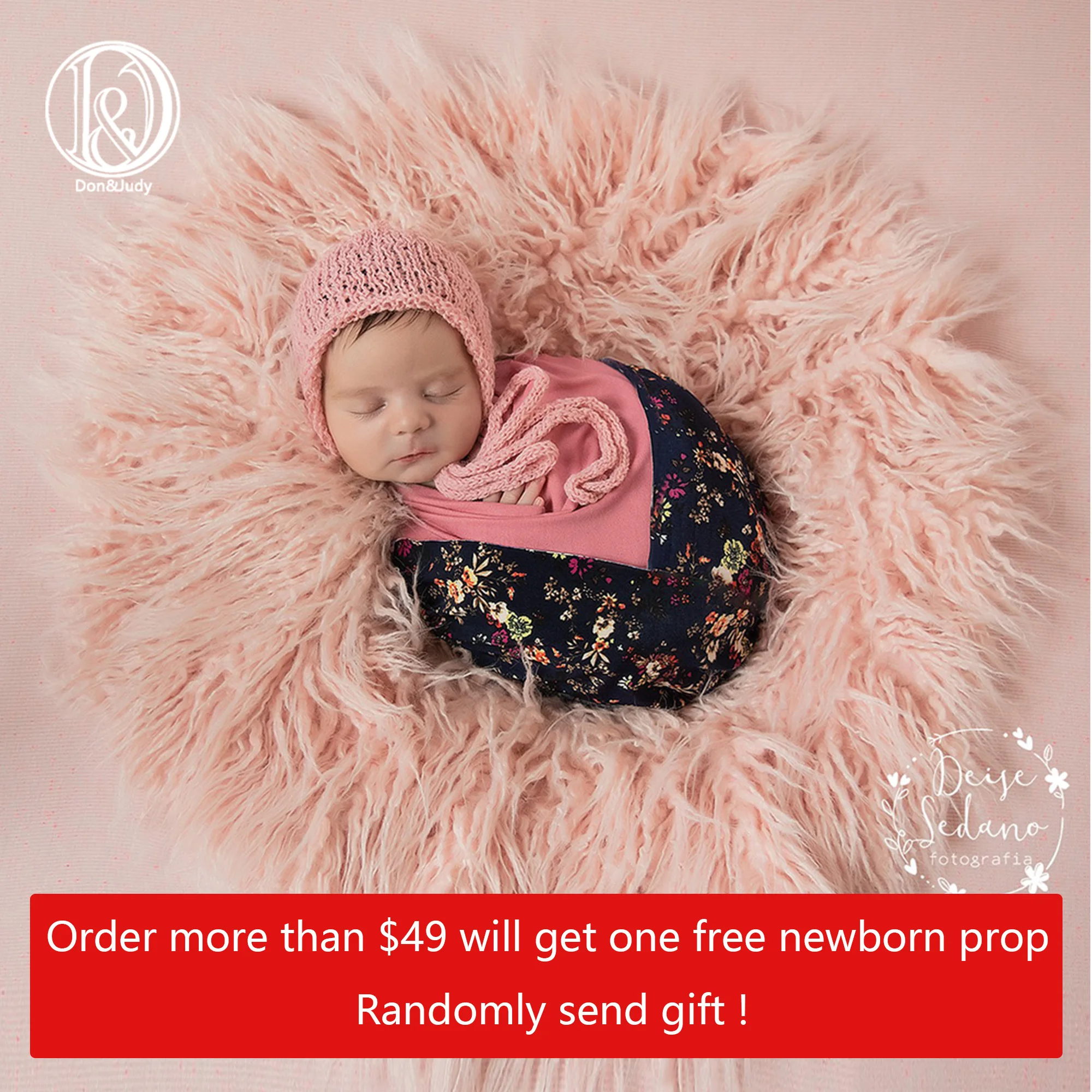 Don&judy Round 60cm Newborn Baby Infant Photo Blanket Faux Fur Rug