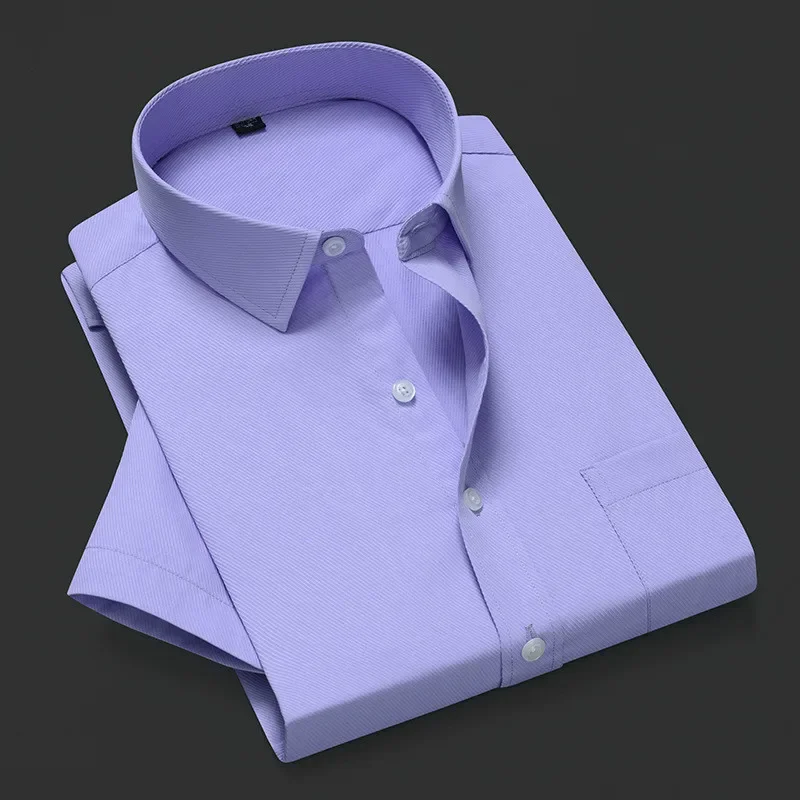 Men Shirt Short Sleeve Slim Fit Formal Social