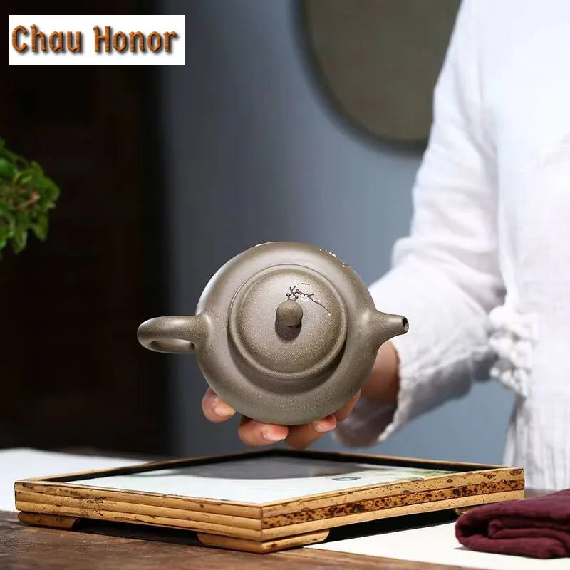 310ml Authentic Yixing Raw Ore Purple Clay Pot Handmade Gray Section Mud Kung Fu Teaset Tea Ceremony Accessories Customized Gift