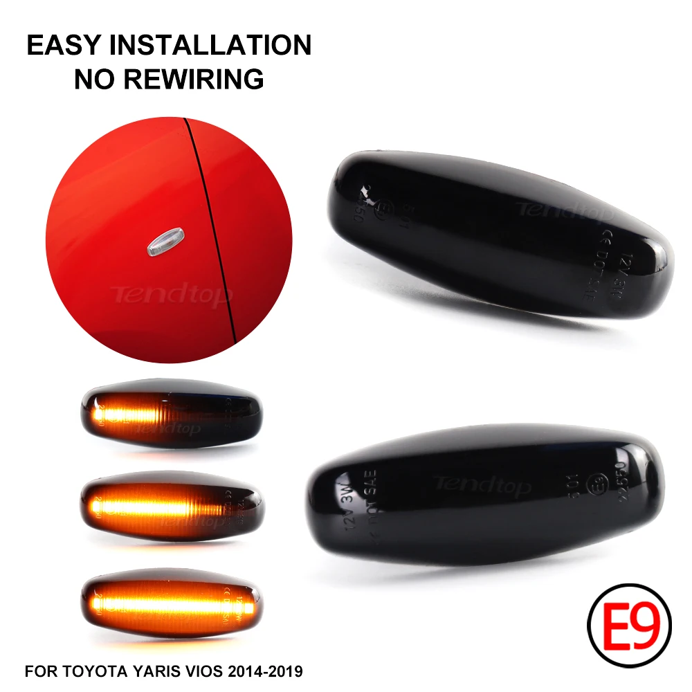

Последовательный динамический Янтарный фонарь, боковой маркер, указатели поворота для Toyota Yaris Vios 2014 -2019