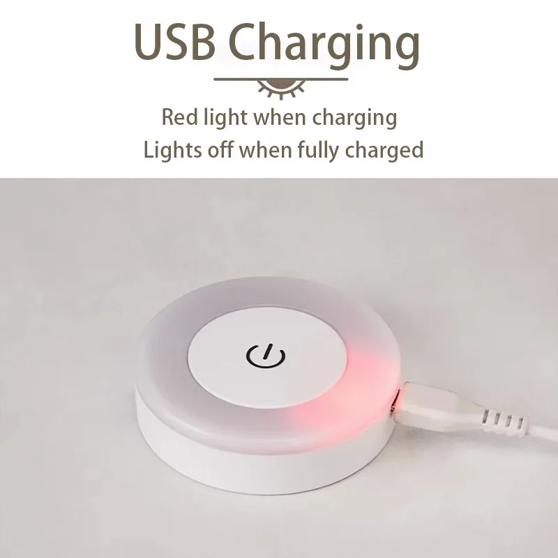 Lámpara LED de pared táctil, luz nocturna redonda portátil, recargable por USB.