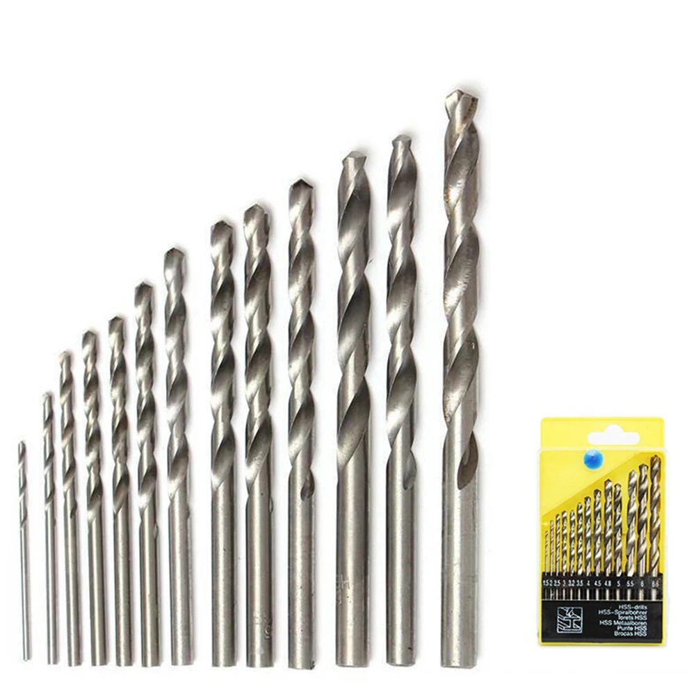 13pcs 라운드 생 드릴 비트 1.5-6.5mm HSS 구멍 커터 비트 드릴링 금속 목재 전기 드릴 액세서리 세트