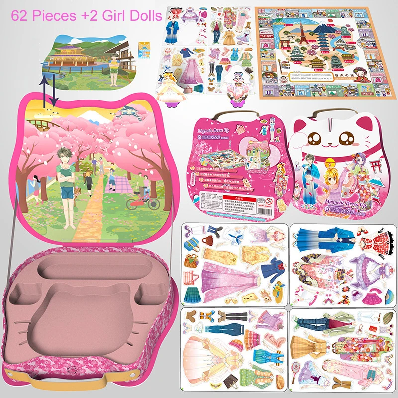 thumbnail image 2 of Magnetic Dress Up Dolls, Magnetic Doll Dress Up Kits Magnetic Paper Dolls Pretend Play Set For Girls Ages 4 Years And Up Kids Travel Activities Road Trip Car Ride Interactive Learning Imagine 2 of 11