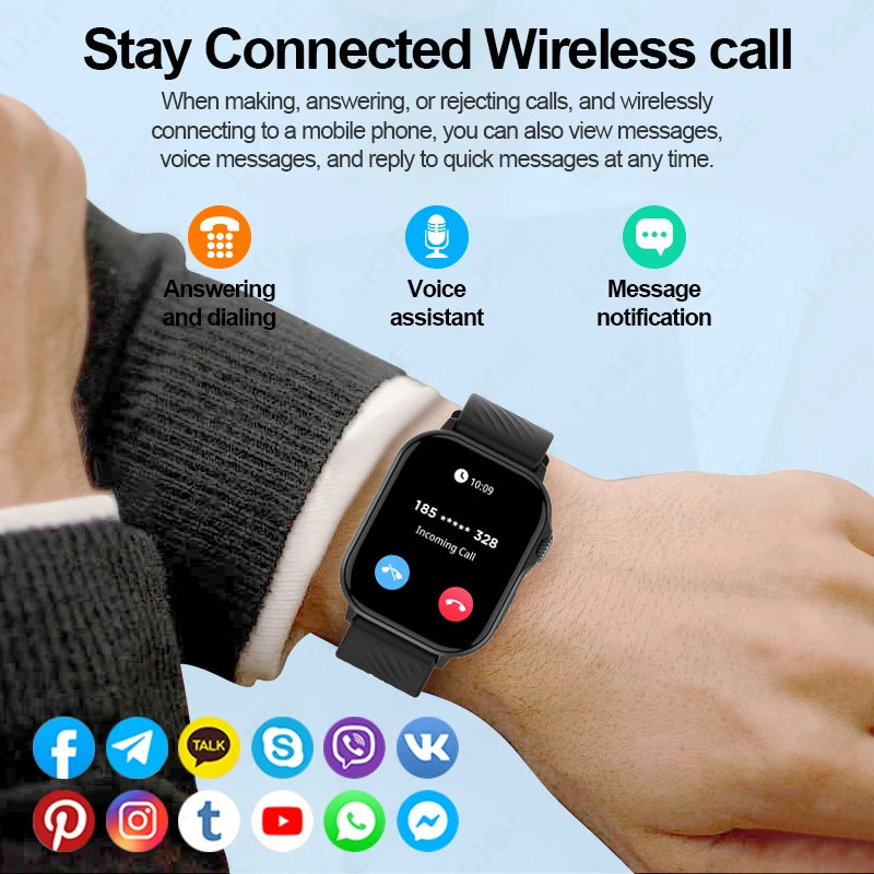 LIGE 2025 GPS Smart Watch 2.13" AMOLED HD Display Built-in GPS Make Receive Phone Calls Health Monitor Smartwatch For Men Women