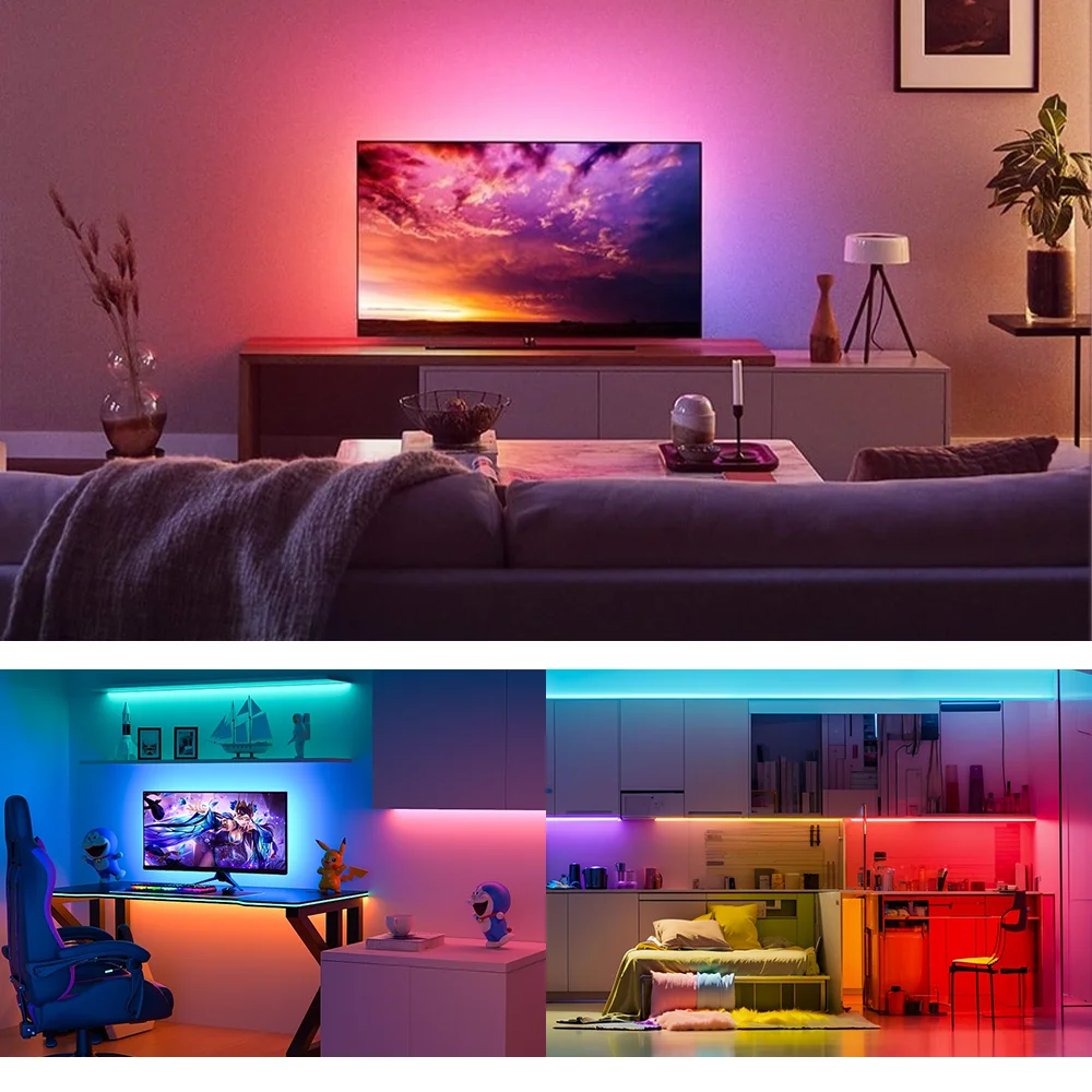 RGBIC LED 스트립, 스마트 개별 주소 지정 가능, 풀 컬러 유연한 LED 조명, 5mm, WS2812B, WS2812, 2020SMD, 60, 100, 120, 160, 200LED/m