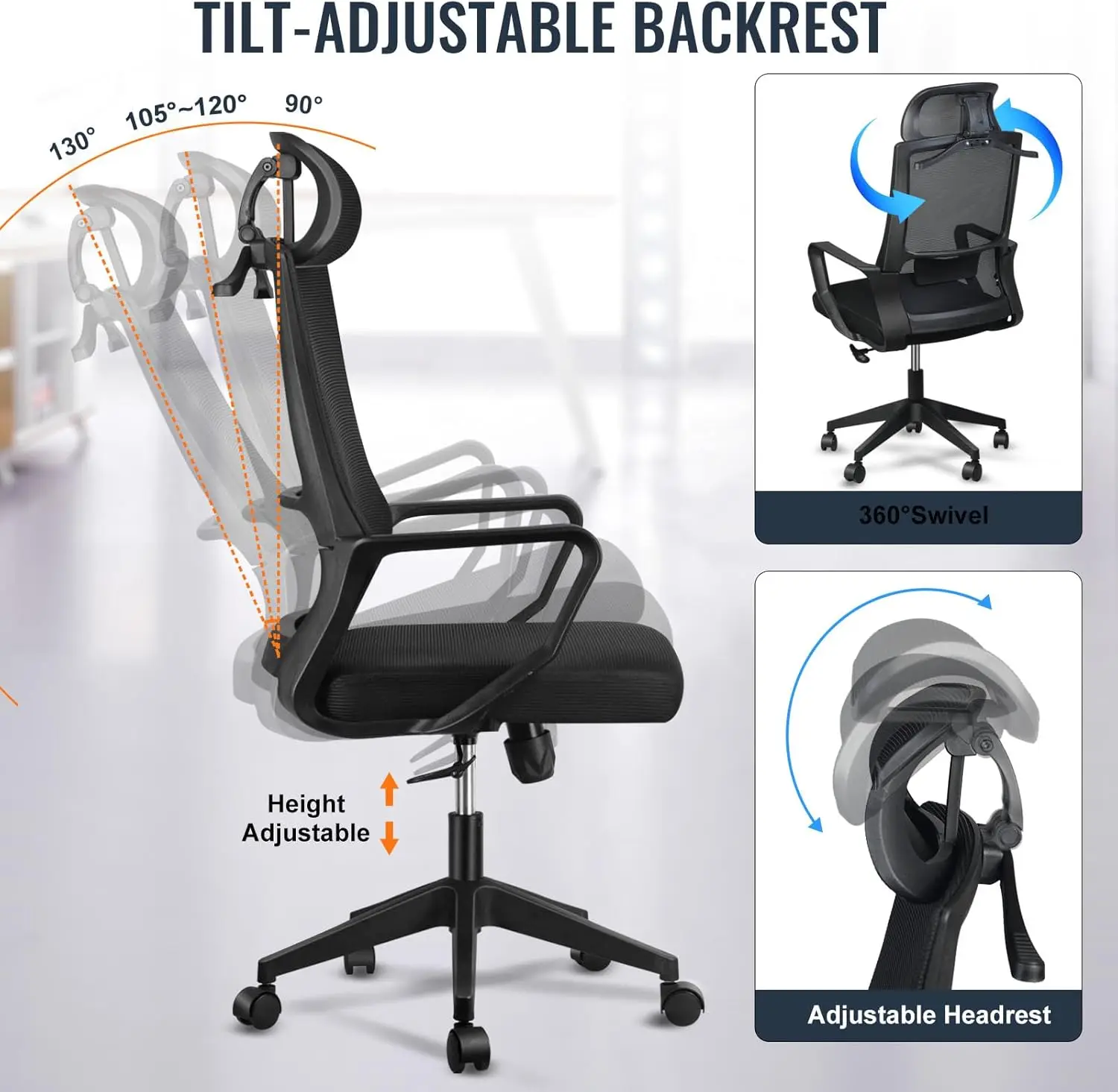 كرسي مكتب مريح مع مسند رأس قابل للتعديل، كرسي مكتب...