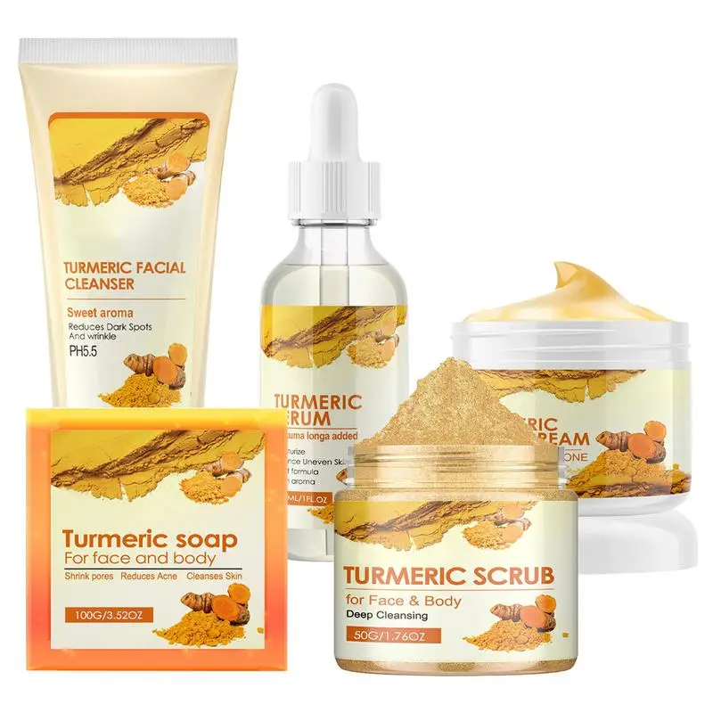 

Turmeric Face Cleanser Face Wash Soap Face Cream Moisturizing Face Essence Face Moisturizer Face Scrub Turmeric Skin Care Set