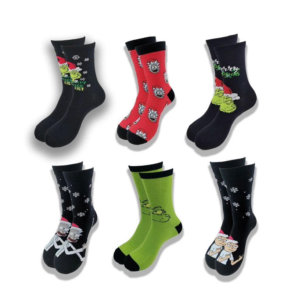 

A Pair of Autumn and Winter Men Women Socks Fashion Cartoon Happy Novel Quality Soft and Comfortable Christmas Socks