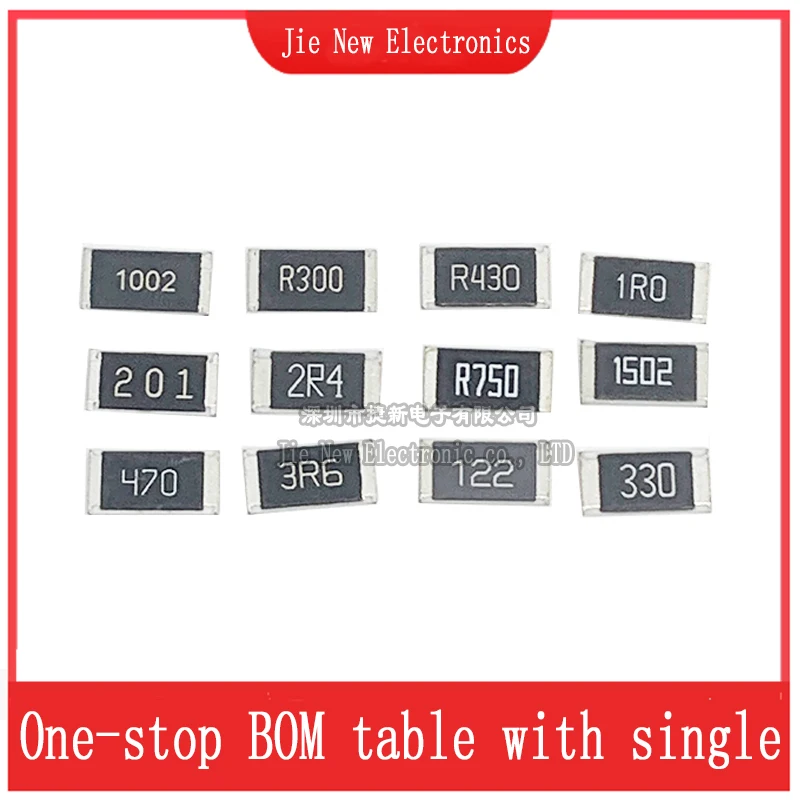 50 Stück 2512 SMD 5 % Widerstand 0R-10M 0,1R 0,27R 0,47R 1R 2,2R 10R 47R 100R 1K 10K 47K 82K 100K 220K 470K 750K 1M 4,7M 6,2M 9,1M – Detail 2