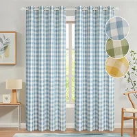 1 PCS Modern Simple Big Plaid Blackout Curtains For Bedroom American Rural Home Living Room Study Semi-Blackout Window Drapes 1