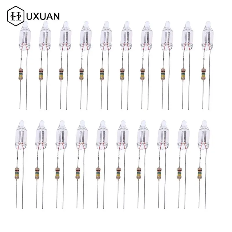 20pcs Neon Indicator Lamps With Resistance Connected To 220V 6*16 Mm