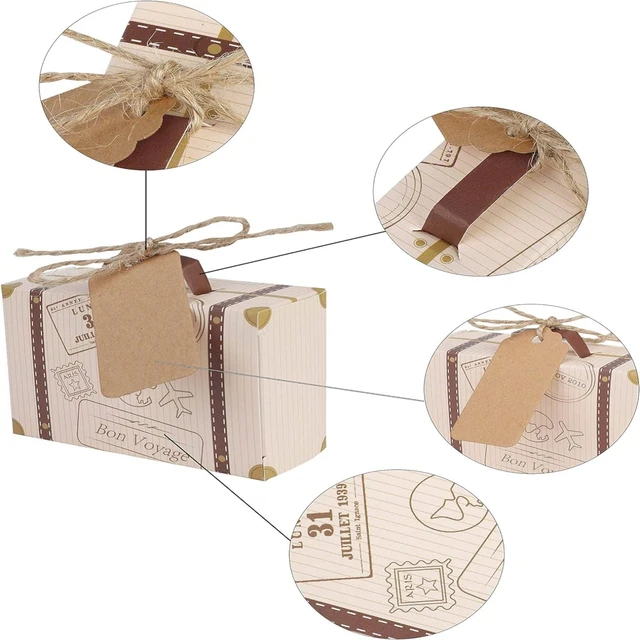 50 Scatoline Regalo Vintage In Carta Kraft Con Spago - Per Caramelle, Cioccolatini, Bomboniere E Ricordini - Foto 13