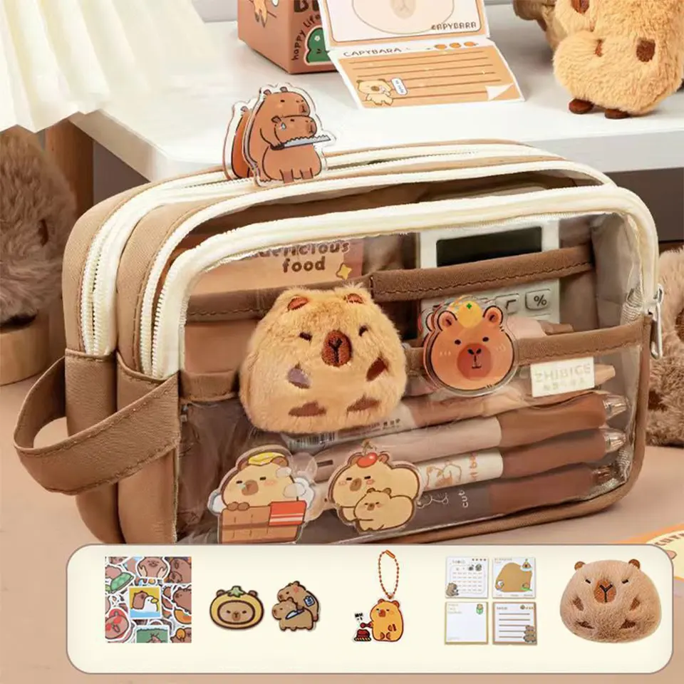 Kawaii Capybara Pencil Case with Multi Compartments