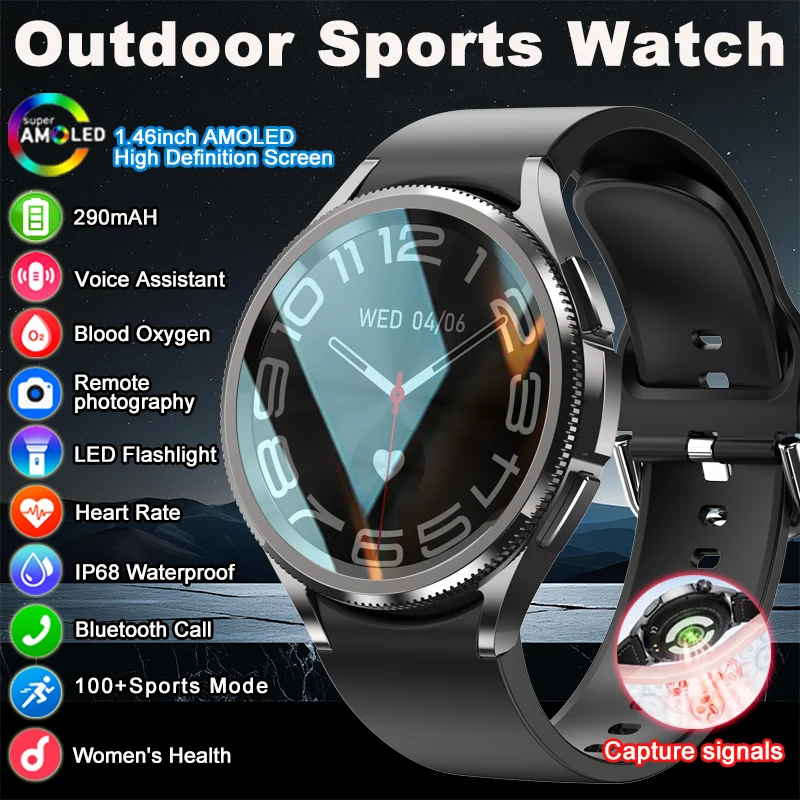 2026 New Watch 6 Classic Smart Watch Fashion Men Health Monitoring Heart Rate IP68 Waterproof Bluetooth Call Smartwatch Women 1