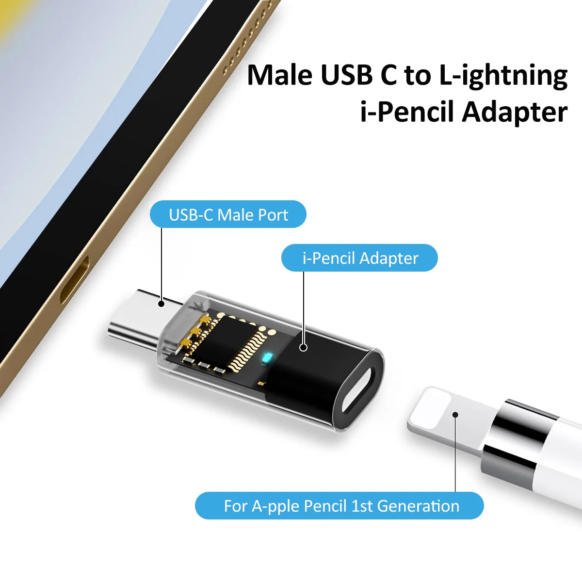 USB C Pencil Adapter for Apple Pencil 1st Generation Type c to for IOS Charger Adapter iPencil Dongle Connector for iPad 10 Gen