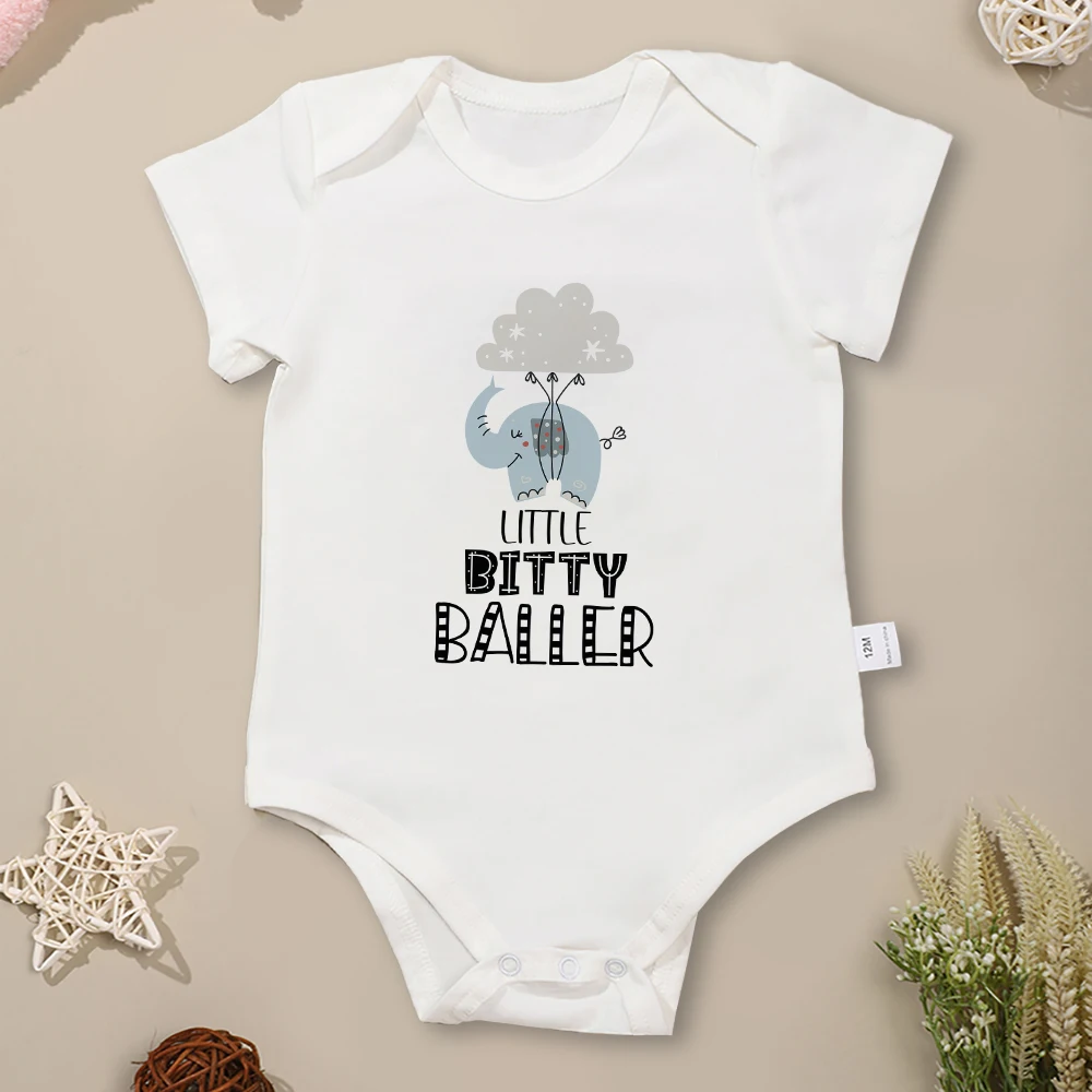 

Little Bitty Baller Cute Newborn Baby Girl Clothes Cartoon Kawaii Harajuku Infant Onesie Cotton High Quality Toddler Outfits