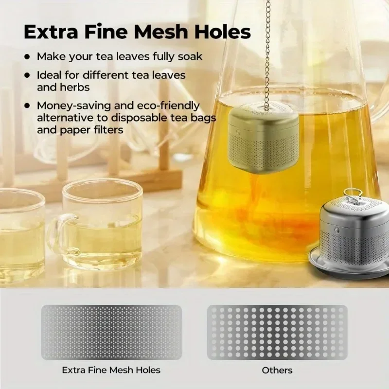 Loose Tea Ball 304 Stainless Steel Ultra fine Mesh Loose Tea Infuser Retractable Chain Design Strainer
