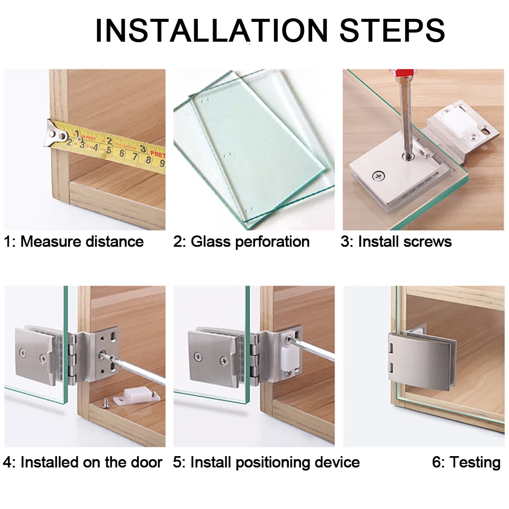 1piece 90 Degree Glass Door Pivot Hinge Kit Shower Hinge Glass Door Clamp Clip with Screws for Showcase Adaptive 5-10mm stainless steel hinges door hinges