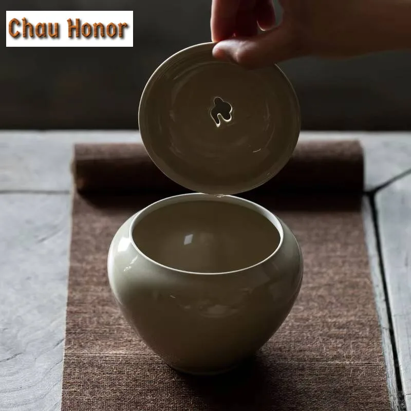 500ml Plant Ash Glaze Japanese Ceramic Tea Basin Tea Residue Barrel With Cover Tea Basin Cup Wash Kung Fu Tea Ceremony Utensils