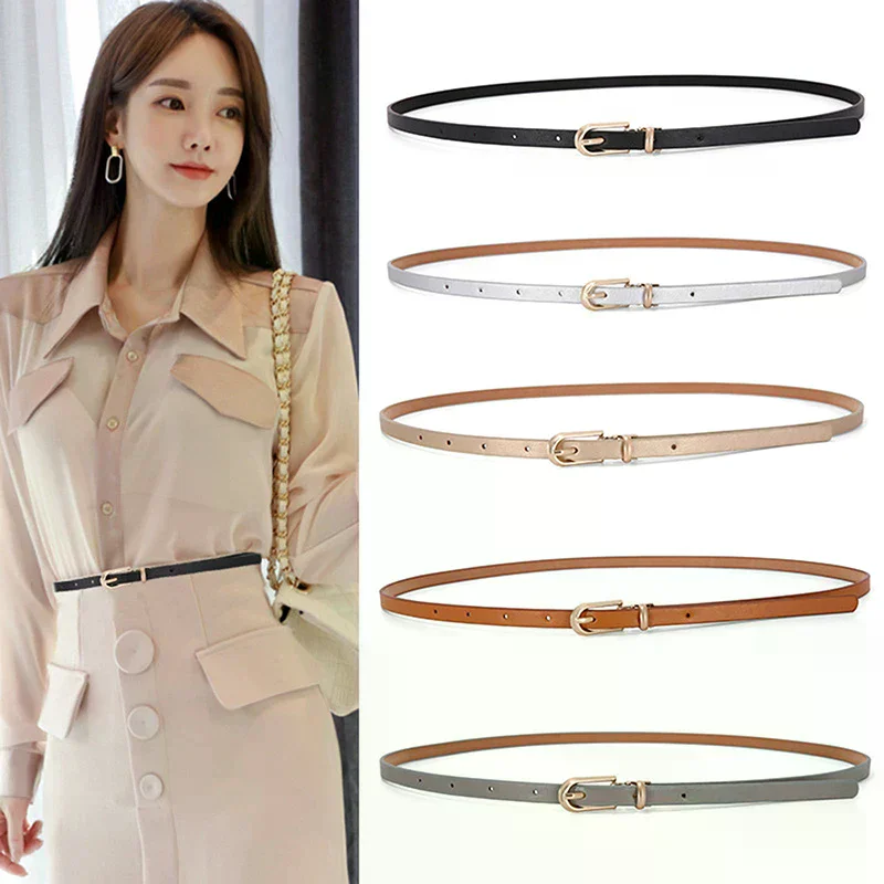 1PC Mode Schwarz Weiß Grau Frauen Gürtel Dünne Dünne Bund Pin Schnalle Verstellbaren Gürtel Sommer Kleid Jeans Strap Pu gürtel