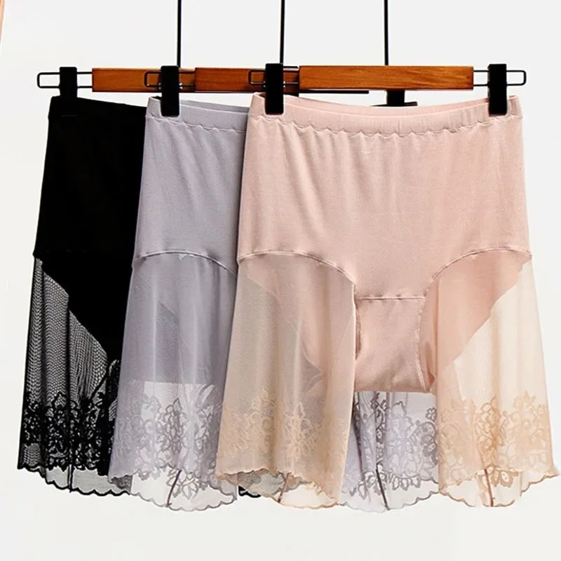 Plus Size Ladies Anti Chafing Thigh Safety Shorts Under Skirt Sexy Lace Large Size Safety Pants Women safety shorts,safety pants